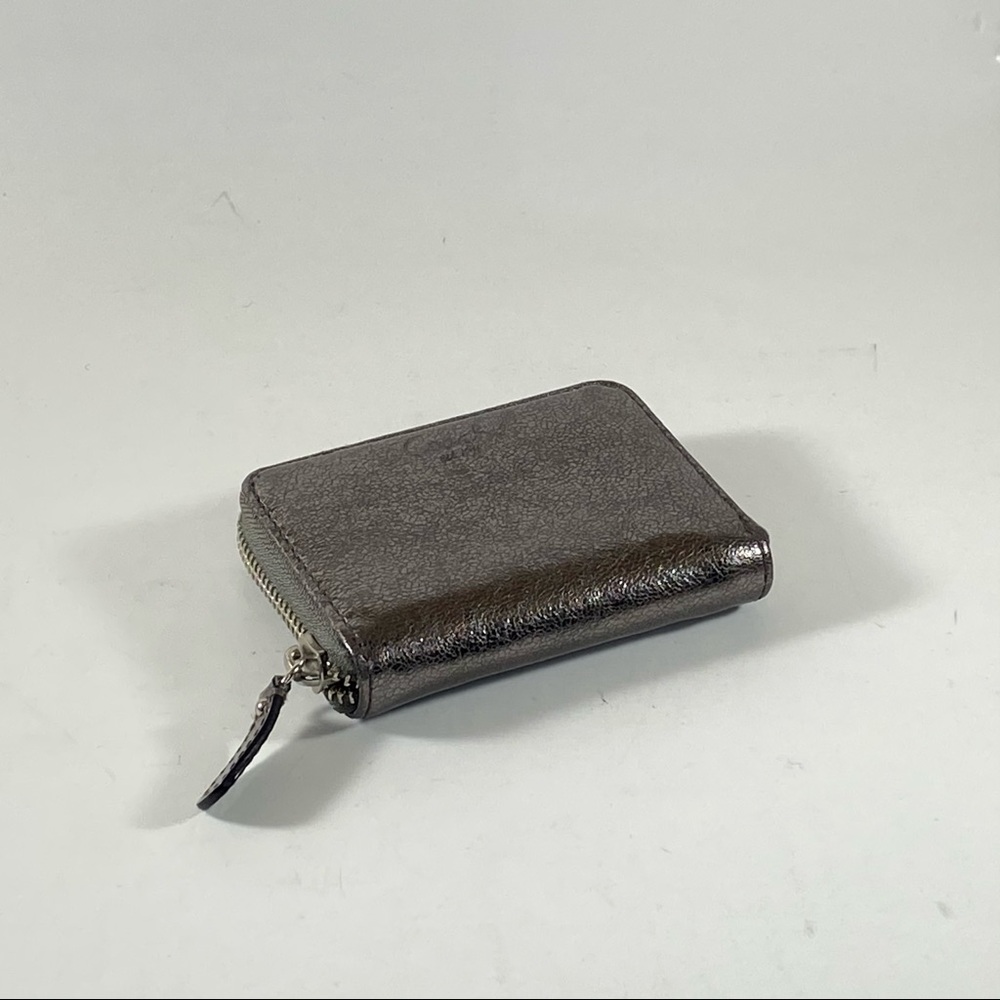 COACH ANTHRACITE METALLIC ZIPAROUND WALLET